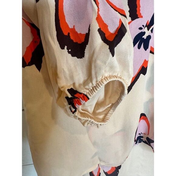 A.L.C Jules Floral Long Sleeve V-neck Silk Blouse Size 4 - Picture 4 of 10